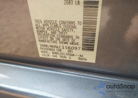 2020 Nissan Altima S from USA, damaged, VIN 1N4BL4BV6LC156097